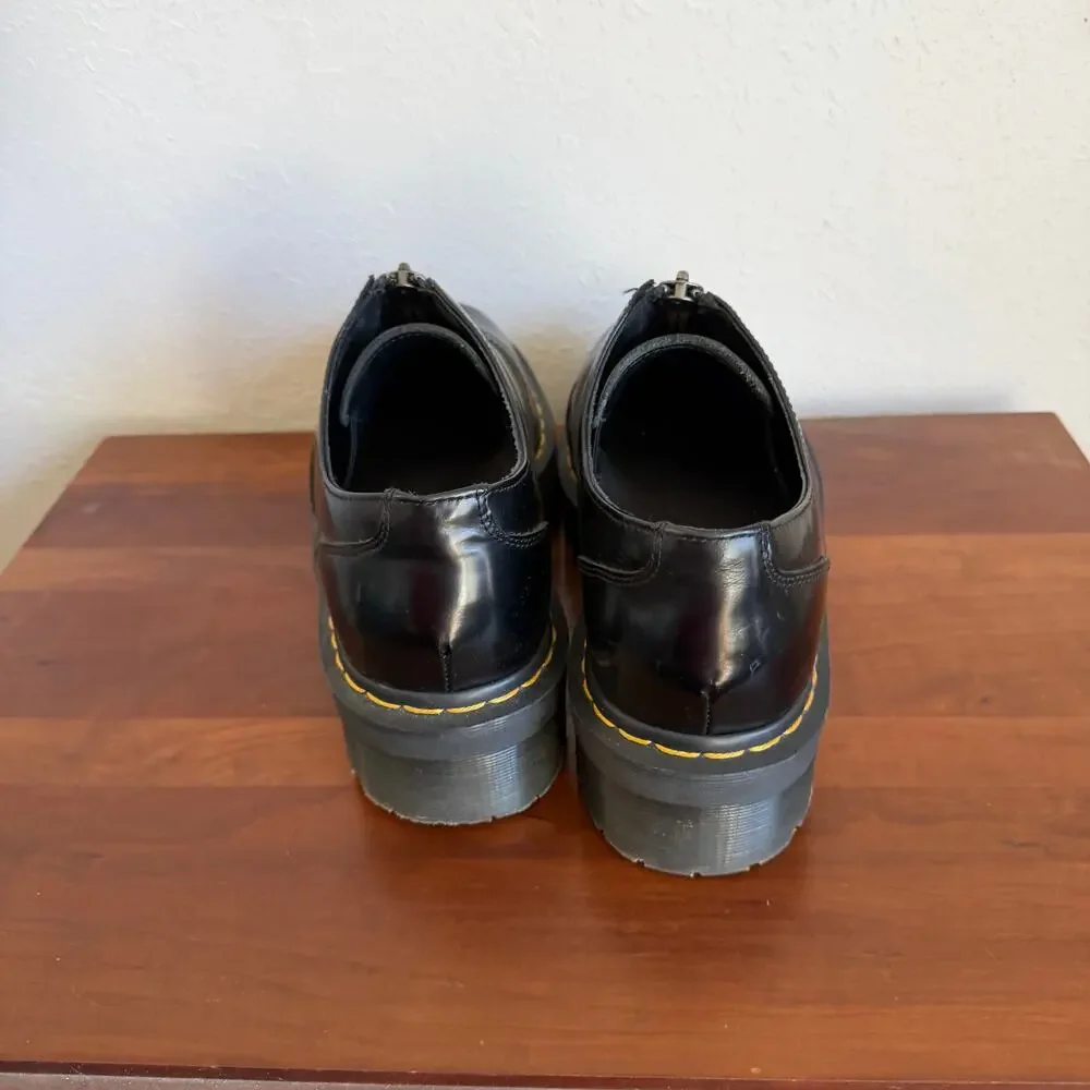 Dr. Martens Aurian II Quad Black Leather Platform Zip Shoe Mens 10 90s Style